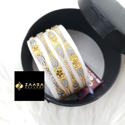 Picture of City Gold/ Gold Plated & Silver Plated Two-Tone Color Laser Cut Bangles For Women (Imported) M-CT7060 - 4 Pieces Top Quality Color - Express
