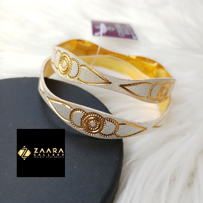 Picture of City Gold Bangles/ Gold Plated & Silver Plated Two-Tone Color Laser Cut Bangles For Women Direct Factory Clearance Sell M-CT7063 - 2 Pieces Top Quality Color - Express