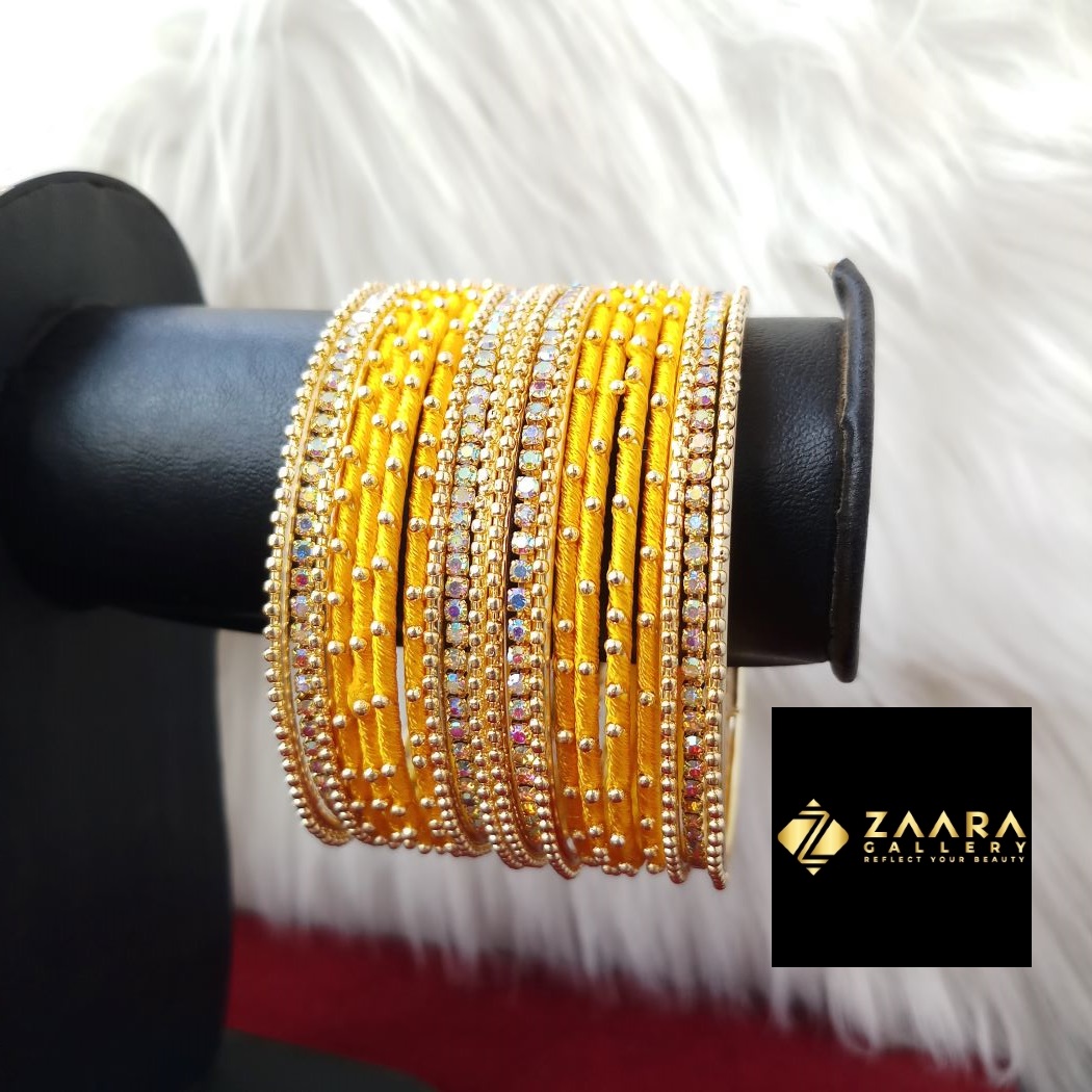 Picture of Silk Thread, Stone And Metal Bangles for Women (Imported) - 20 Pieces Set M-SKTB2020ALL - Bangles