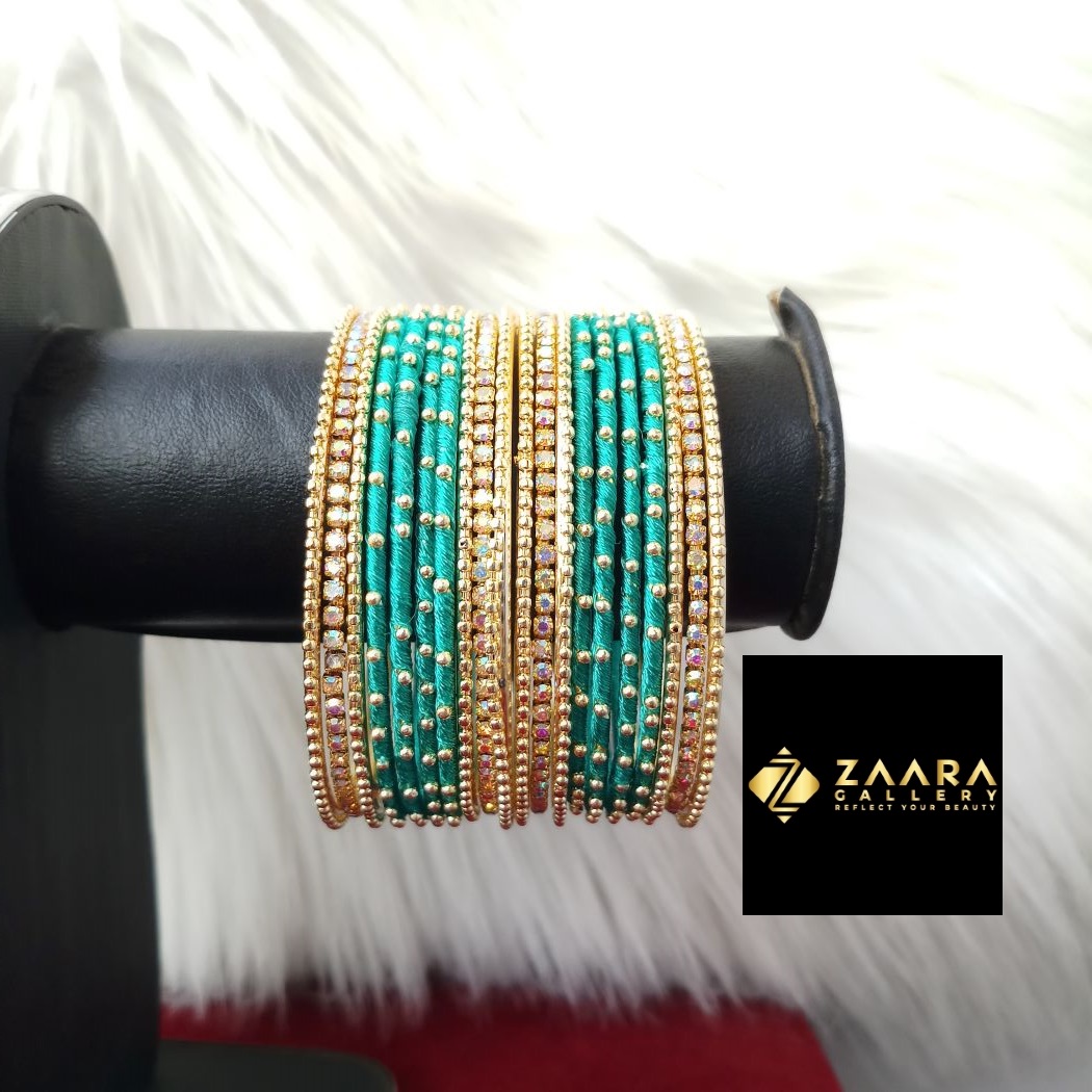 Picture of Silk Thread, Stone And Metal Bangles for Women (Imported) - 20 Pieces Set M-SKTB2020ALL - Bangles
