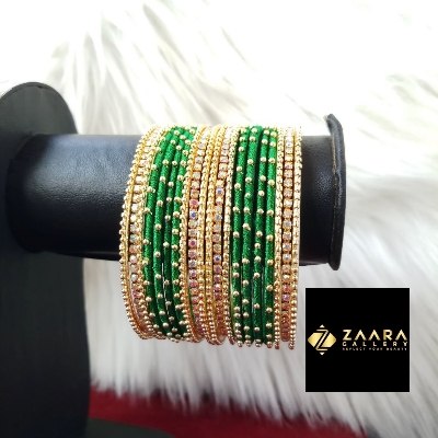 Picture of Silk Thread, Stone And Metal Bangles for Women (Imported) - 20 Pieces Set M-SKTB2020ALL - Bangles