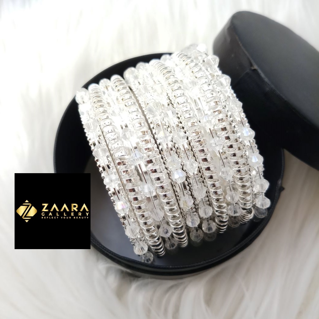 Picture of Beads Silver & Golden Metal Bangles for Women (Imported) - 6 Pieces Set - M-BM796 - Bangles