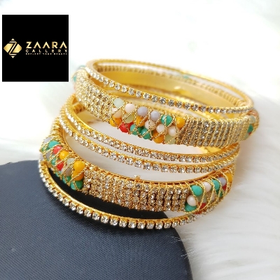 Picture of Fashionable  Stone and Beads Bangles for Women (Imported) - 6 Pieces M-BM797 - Bangles