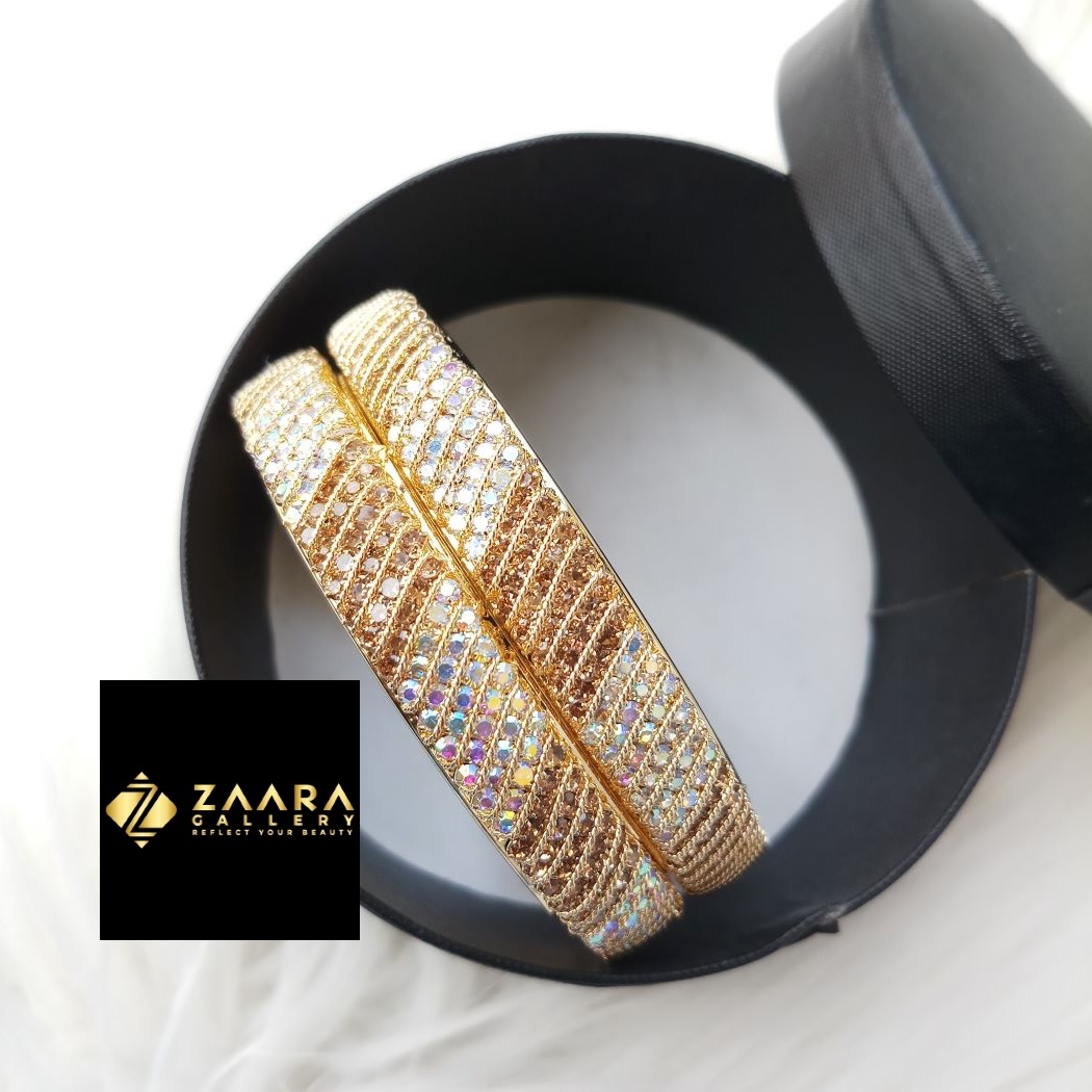 Picture of Gorgeous Stone Metal Bangles for Women  (Imported) - 2 Pieces - M-JS666 - Bangles for Women - Bangles - চুড়ি