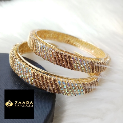 Picture of Gorgeous Stone Metal Bangles for Women  (Imported) - 2 Pieces - M-JS666 - Bangles for Women - Bangles - চুড়ি