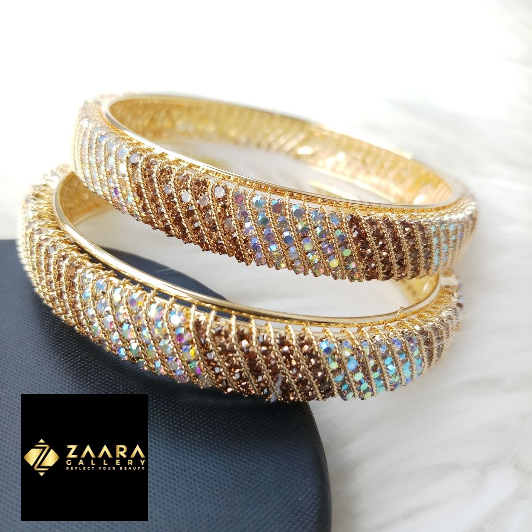 Picture of Gorgeous Stone Metal Bangles for Women  (Imported) - 2 Pieces - M-JS666 - Bangles for Women - Bangles - চুড়ি