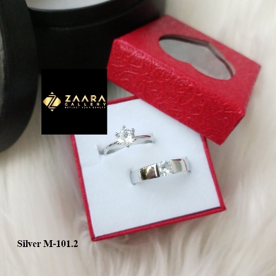 Picture of Valentine Couple Rings for Women and Men with Box Silver M-101.2 - 2 Pieces (Grade-1 Quality) (Imported) - Rings - Ring - Ring for Women and Men