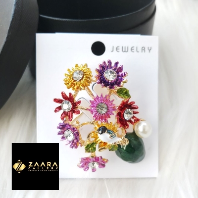 Picture of Stone & Metal Brooch/ Hijab Pin/ Saree Pin for Women (Imported) M-BRC-1169 - 1 Piece - Brooch - Brooch for Women - হিজাব পিন