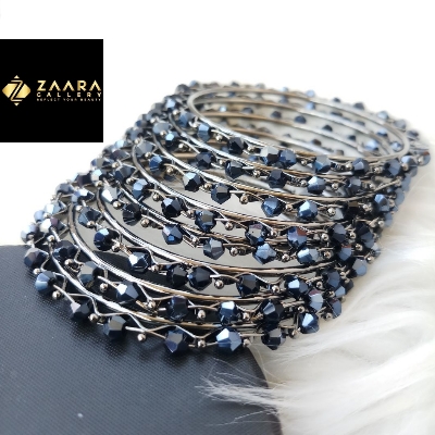 Picture of Beads  Metal Bangles for Women (Imported) - 8 Pieces Model-BM798 -  Bangles
