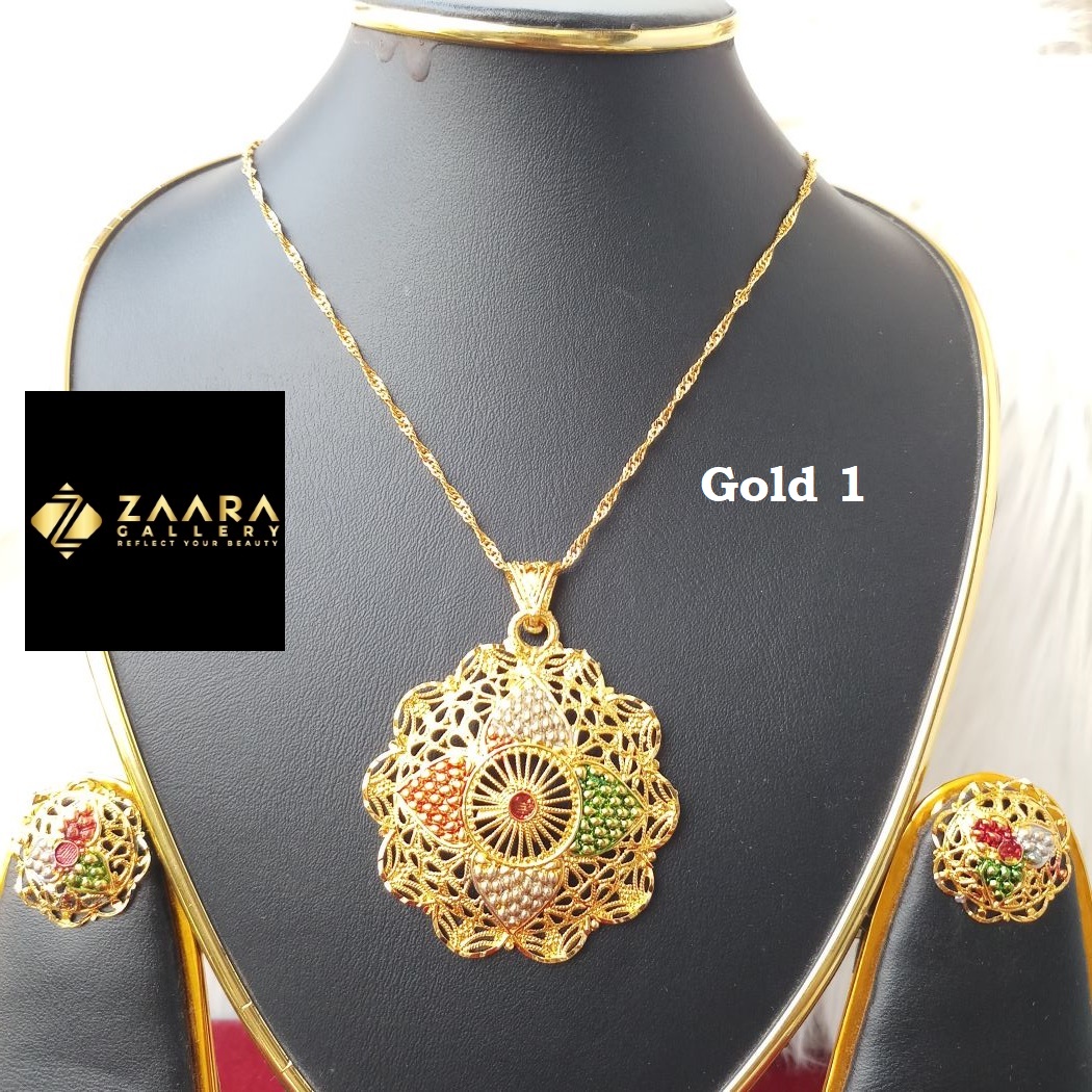 Picture of Locket / Pendant and Earrings With Chain Set for Women & Girls (Imported) M-PES777 - 1 Piece - Locket for Girls - Pendant for Girls - Pendant Necklace & Earrings Set