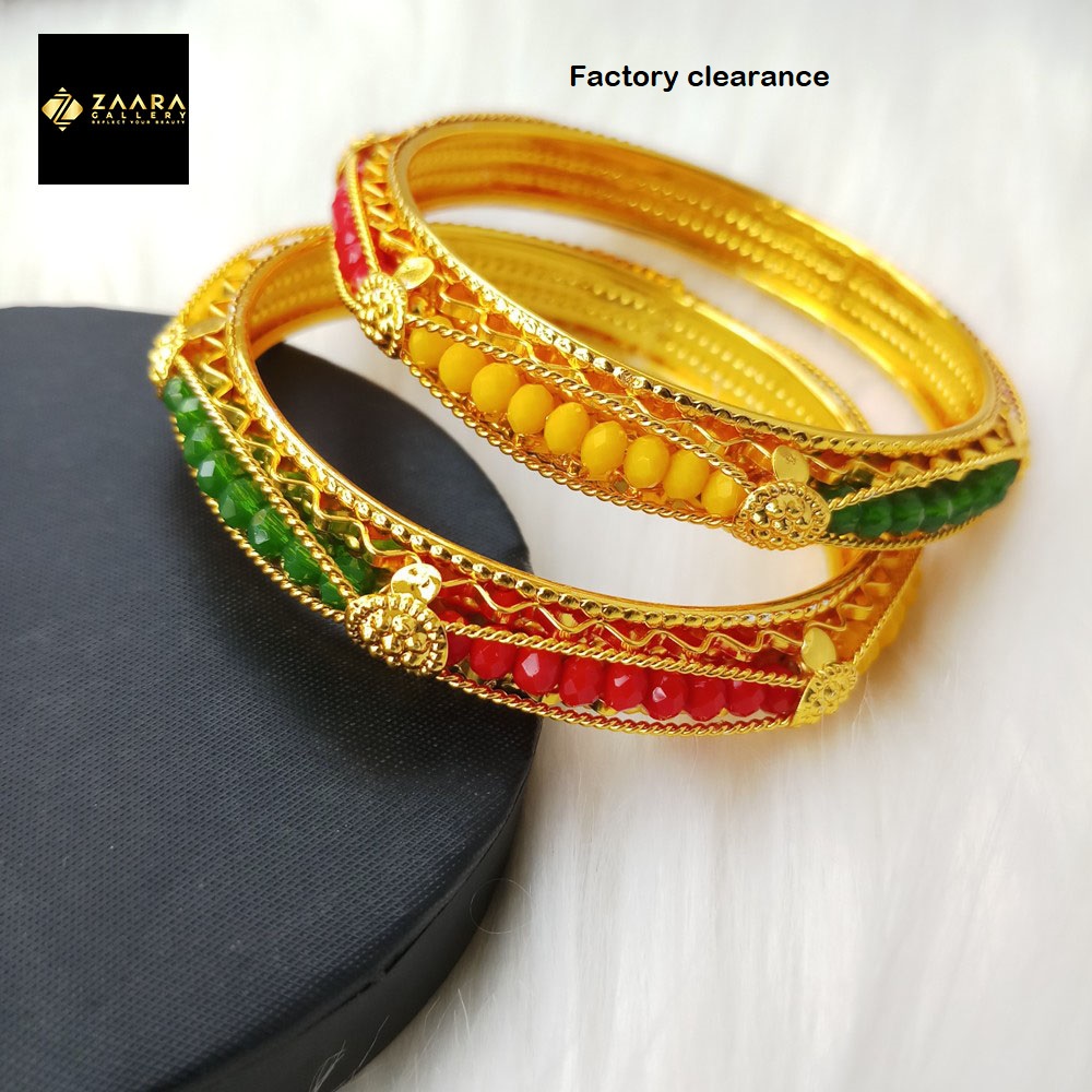 Picture of Multicolor Crystal Beads & Metal Bangles for Women and Girls Direct Factory Sale (Imported) M-CB8080- 2 Pieces - Bangles