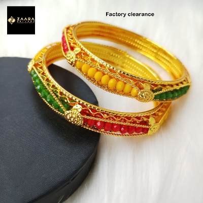Picture of Multicolor Crystal Beads & Metal Bangles for Women and Girls Direct Factory Sale (Imported) M-CB8080- 2 Pieces - Bangles
