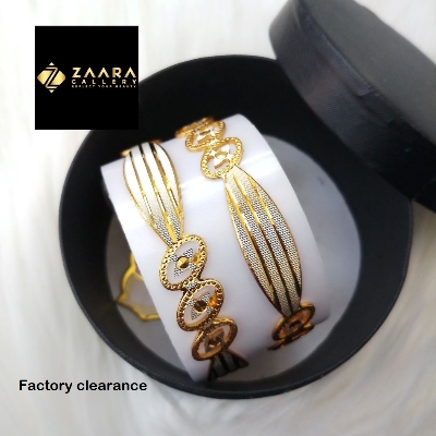 Picture of City Gold/ Gold Plated & Silver Plated Two-Tone Color  Laser Cut Bangles For Women Direct Factory Sale Top Quality Color Grade-1 (Imported) M-CT70920 - 2 Pieces - Bangles -  Bangles - চুড়ি