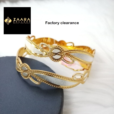 Picture of City Gold/ Gold Plated & Silver Plated Two-Tone Color  Laser Cut Bangles For Women Direct Factory Sale Top Quality Color Grade-1 (Imported) M-CT70920 - 2 Pieces - Bangles -  Bangles - চুড়ি