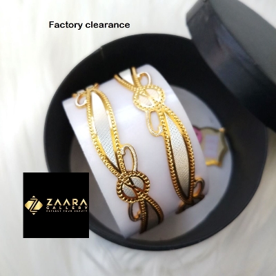 Picture of City Gold/ Gold Plated & Silver Plated Two-Tone Color  Laser Cut Bangles For Women Direct Factory Sale  Top Quality Color Grade-1 (Imported) CT70922 - 2 Pieces - Bangles -  Bangles - চুড়ি