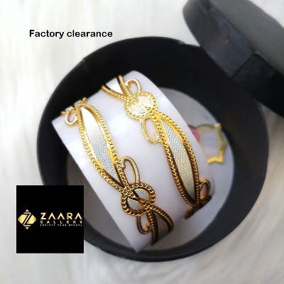 Picture of City Gold/ Gold Plated & Silver Plated Two-Tone Color  Laser Cut Bangles For Women Direct Factory Sale  Top Quality Color Grade-1 (Imported) CT70922 - 2 Pieces - Bangles -  Bangles - চুড়ি