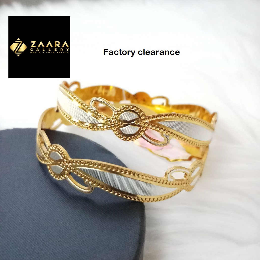 Picture of City Gold/ Gold Plated & Silver Plated Two-Tone Color  Laser Cut Bangles For Women Direct Factory Sale  Top Quality Color Grade-1 (Imported) CT70922 - 2 Pieces - Bangles -  Bangles - চুড়ি
