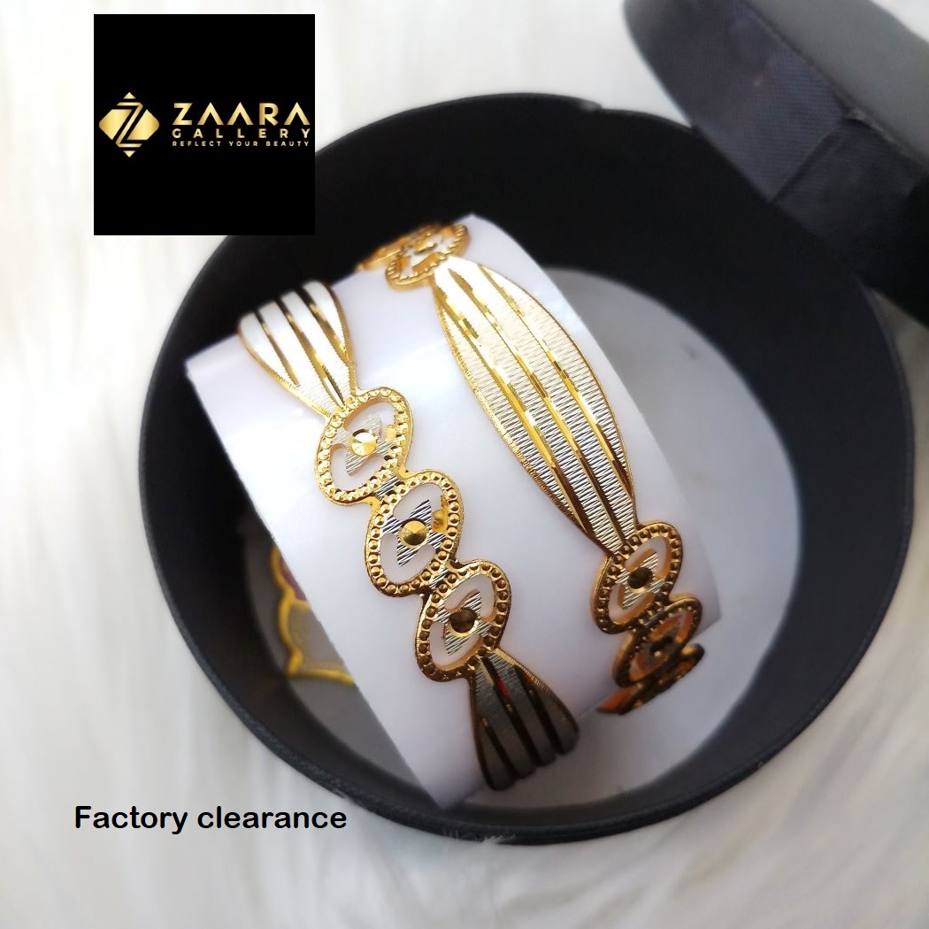 Picture of City Gold/ Gold Plated & Silver Plated Two-Tone Color  Laser Cut Bangles For Women Direct Factory Sale Top Quality Color Grade-1 (Imported) CT70921 - 2 Pieces - Bangles -  Bangles - চুড়ি