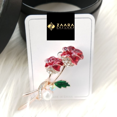 Picture of Trendy Stone & Metal Rose Brooch /Hijab Pin/ Saree Pin for Women (Imported) M-BRC-1217 - 1 Piece - Brooch - Brooch for Women - হিজাব পিন