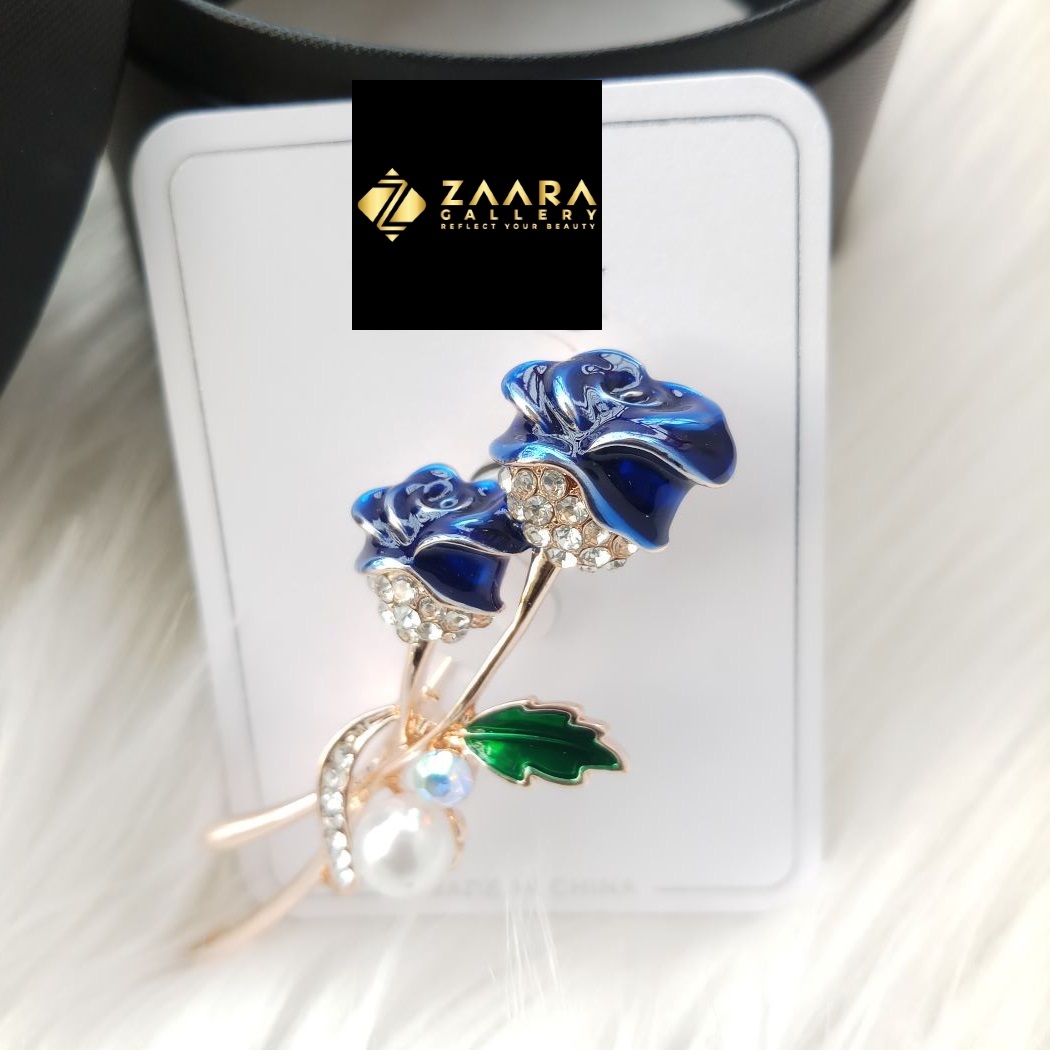 Picture of Trendy Stone & Metal Rose Brooch /Hijab Pin/ Saree Pin for Women (Imported) M-BRC-1217 - 1 Piece - Brooch - Brooch for Women - হিজাব পিন