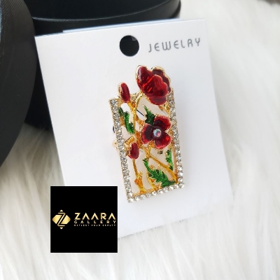 Picture of Metal & Stone Flower Brooch /Hijab Pin/ Saree Pin for Women (Imported) M-BRC-1173 - 1 Piece - Brooch - Brooch for Women - হিজাব পিন