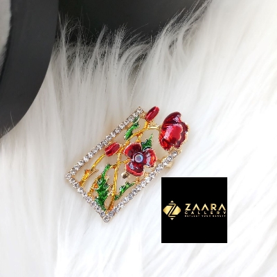 Picture of Metal & Stone Flower Brooch /Hijab Pin/ Saree Pin for Women (Imported) M-BRC-1173 - 1 Piece - Brooch - Brooch for Women - হিজাব পিন