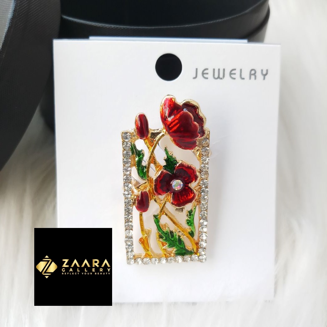 Picture of Metal & Stone Flower Brooch /Hijab Pin/ Saree Pin for Women (Imported) M-BRC-1173 - 1 Piece - Brooch - Brooch for Women - হিজাব পিন