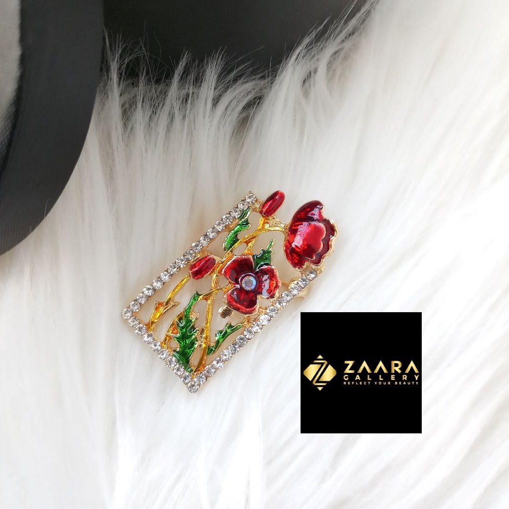 Picture of Metal & Stone Flower Brooch /Hijab Pin/ Saree Pin for Women (Imported) M-BRC-1173 - 1 Piece - Brooch - Brooch for Women - হিজাব পিন