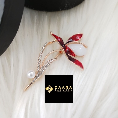 Picture of Metal & Stone Flower Brooch /Hijab Pin/ Saree Pin for Women (Imported) M-BRC-1181 - 1 Piece - Brooch - Brooch for Women - হিজাব পিন