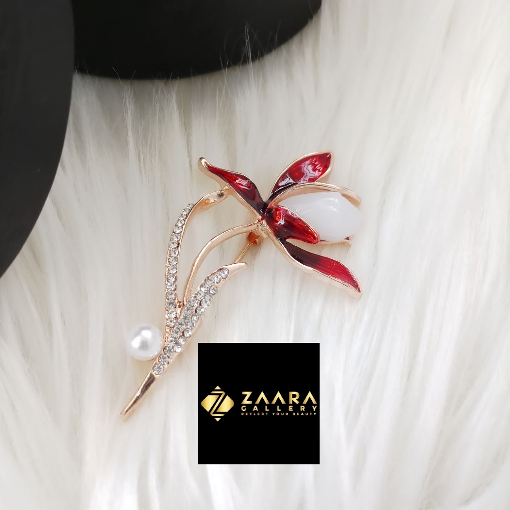 Picture of Metal & Stone Flower Brooch /Hijab Pin/ Saree Pin for Women (Imported) M-BRC-1181 - 1 Piece - Brooch - Brooch for Women - হিজাব পিন