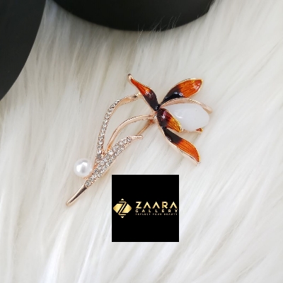 Picture of Metal & Stone Flower Brooch /Hijab Pin/ Saree Pin for Women (Imported) M-BRC-1181 - 1 Piece - Brooch - Brooch for Women - হিজাব পিন