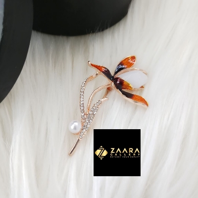 Picture of Metal & Stone Flower Brooch /Hijab Pin/ Saree Pin for Women (Imported) M-BRC-1181 - 1 Piece - Brooch - Brooch for Women - হিজাব পিন