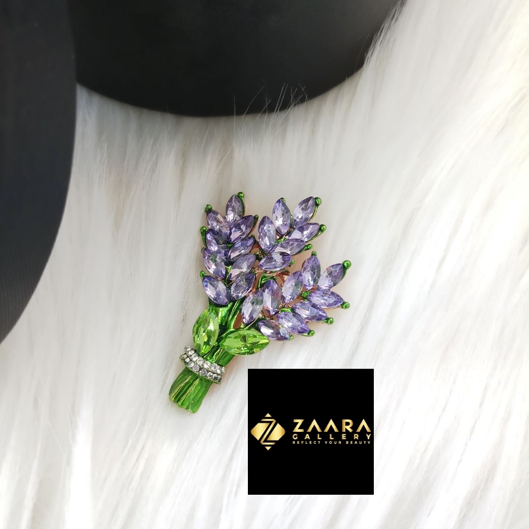 Picture of Metal & Stone Flower Brooch /Hijab Pin/ Saree Pin for Women (Imported) M-BRC-1182 - 1 Piece - Brooch - Brooch for Women - হিজাব পিন