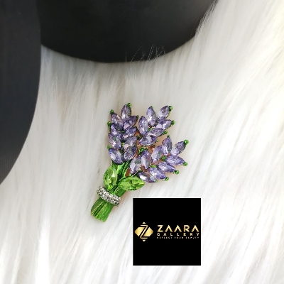 Picture of Metal & Stone Flower Brooch /Hijab Pin/ Saree Pin for Women (Imported) M-BRC-1182 - 1 Piece - Brooch - Brooch for Women - হিজাব পিন