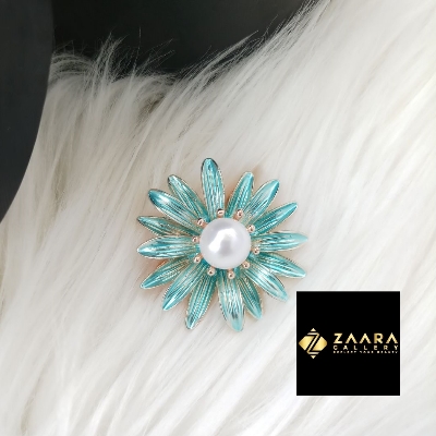Picture of Metal & Stone Flower Brooch /Hijab Pin/ Saree Pin for Women (Imported) M-BRC-1183 - 1 Piece - Brooch - Brooch for Women - হিজাব পিন
