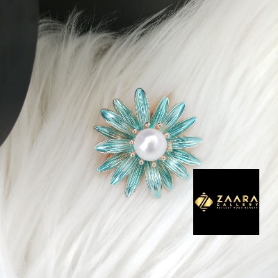 Picture of Metal & Stone Flower Brooch /Hijab Pin/ Saree Pin for Women (Imported) M-BRC-1183 - 1 Piece - Brooch - Brooch for Women - হিজাব পিন