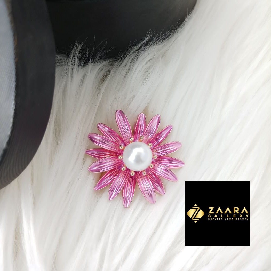 Picture of Metal & Stone Flower Brooch /Hijab Pin/ Saree Pin for Women (Imported) M-BRC-1183 - 1 Piece - Brooch - Brooch for Women - হিজাব পিন