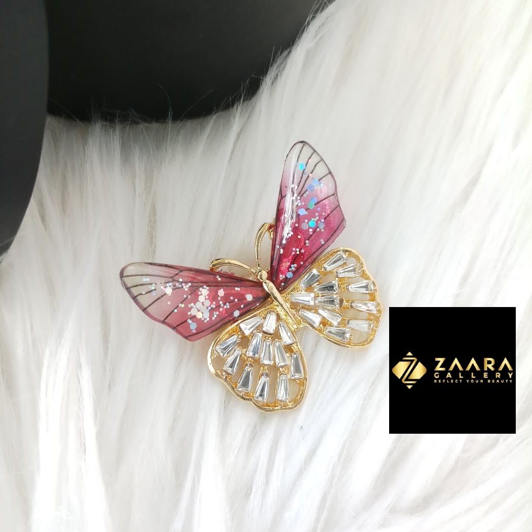 Picture of Metal Stone Butterfly Brooch /Hijab Pin/ Saree Pin for Women (Imported) M-BRC-1184 - 1 Piece - Brooch - Brooch for Women - হিজাব পিন