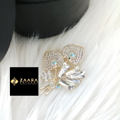 Picture of Metal & Stone Flower Brooch /Hijab Pin/ Saree Pin for Women (Imported) M-BRC-1187 - 1 Piece - Brooch - Brooch for Women - হিজাব পিন