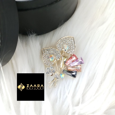Picture of Metal & Stone Flower Brooch /Hijab Pin/ Saree Pin for Women (Imported) M-BRC-1187 - 1 Piece - Brooch - Brooch for Women - হিজাব পিন