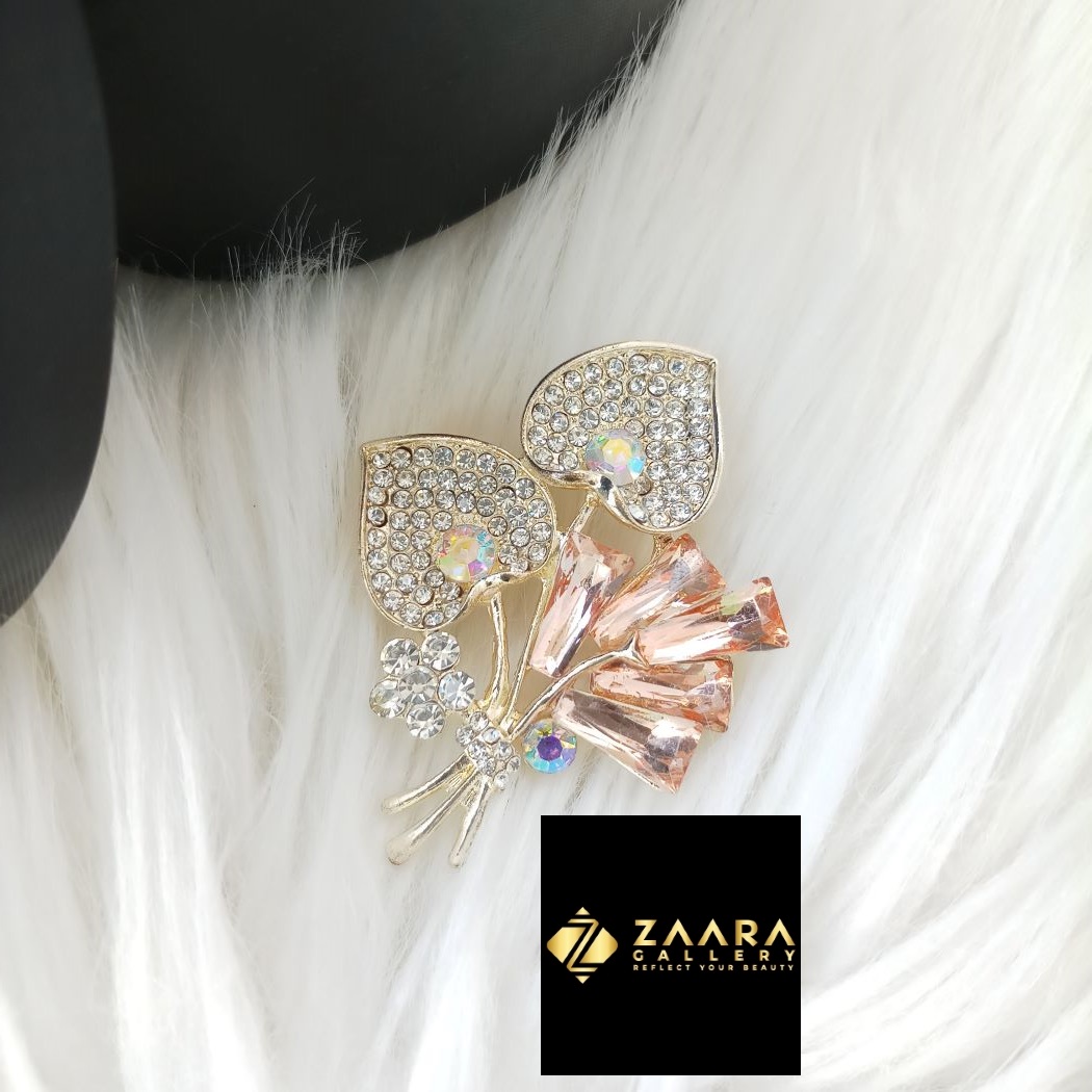Picture of Metal & Stone Flower Brooch /Hijab Pin/ Saree Pin for Women (Imported) M-BRC-1187 - 1 Piece - Brooch - Brooch for Women - হিজাব পিন