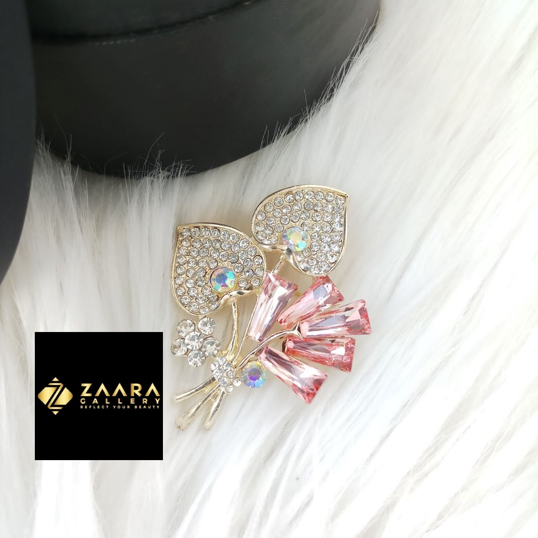Picture of Metal & Stone Flower Brooch /Hijab Pin/ Saree Pin for Women (Imported) M-BRC-1187 - 1 Piece - Brooch - Brooch for Women - হিজাব পিন