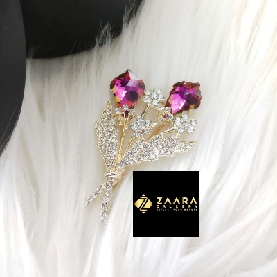 Picture of Metal & Stone Flower Brooch /Hijab Pin/ Saree Pin for Women (Imported) M-BRC-1188 - 1 Piece - Brooch - Brooch for Women - হিজাব পিন