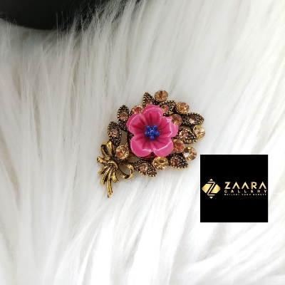 Picture of Stone & Metal Small Flower Antique Brooch /Hijab Pin/ Saree Pin for Women (Imported) M-BRC1192 - 1 Piece - Brooch - Brooch for Women - হিজাব পিন