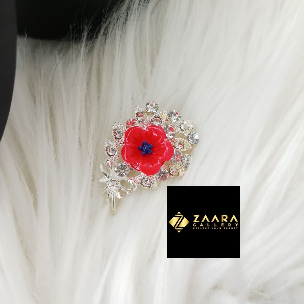 Picture of Stone & Metal Small Flower Antique Brooch /Hijab Pin/ Saree Pin for Women (Imported) M-BRC1192 - 1 Piece - Brooch - Brooch for Women - হিজাব পিন