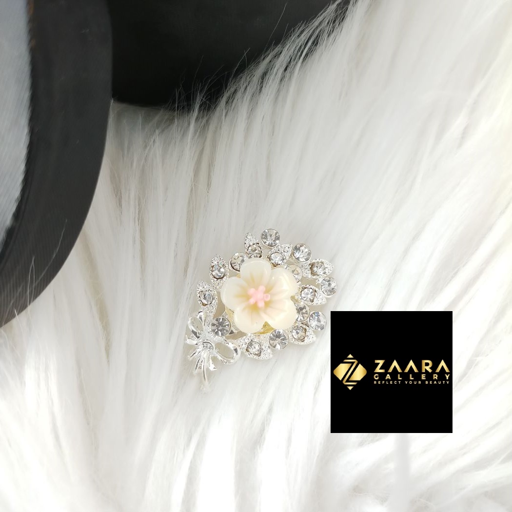 Picture of Stone & Metal Small Flower Antique Brooch /Hijab Pin/ Saree Pin for Women (Imported) M-BRC1192 - 1 Piece - Brooch - Brooch for Women - হিজাব পিন