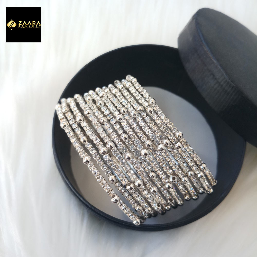 Picture of Gorgeous Antique Stone Metal Bangles for Women (Golden) (Imported) - 12 Pieces - M-JS65554BLACK - Bangles for Women - Bangles - চুড়ি