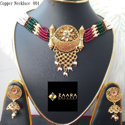 Picture of Imported Fashionable Wedding / Party / Bridal Copper Choker Necklace & Earrings Set for Women Choker-101/102(Copper) - Necklace Set for Women - Necklace Earrings Set