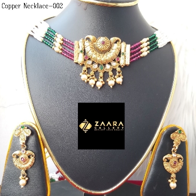 Picture of Imported Fashionable Wedding / Party / Bridal Copper Choker Necklace & Earrings Set for Women Choker-101/102(Copper) - Necklace Set for Women - Necklace Earrings Set