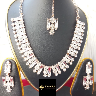 Picture of Imported Fashionable Wedding / Party / Bridal Necklace & Earrings Set for Women Rose Gold M-A327 - Necklace Set for Women - Necklace Tikli Earrings Set